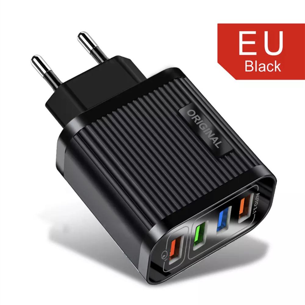 4-портовое USB-зарядное устройство с вилкой EU/US для мобильного телефона и планшета