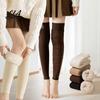 Warm Knit Gaiters for Outdoor Winter Leg Warmers Women, Over The Knee Thigh High Socks, Thickened Velvet Thermal Socks Soft Sleeves, Plush Lined Cold