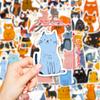 50PCS Cartoon Cat Waterproof Stickers DIY Refrigerator Notebook Computer Water Cup Luggage Decoration Creative Cat Art Stickers