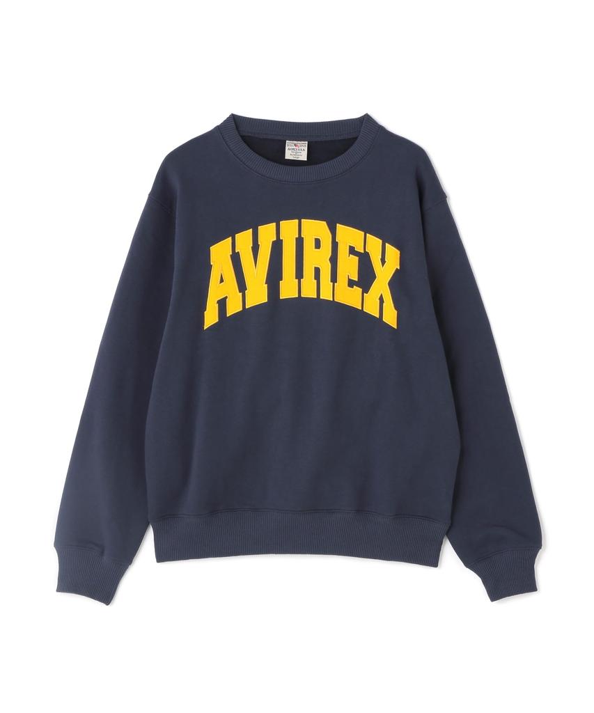 AVIREX CREW NECK L/S SWEAT LOGO 783-3932003 men's XL navy