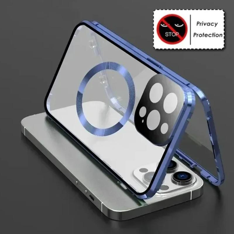 Металлический Магнитный Чехол-Приватность Anti Peeping для iPhone 17 16e 15 14 13 12Pro Max Чехол Magsafe 360 Защита Ударопрочный Чехол для Телефона