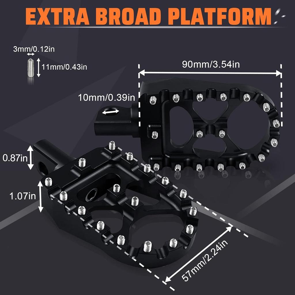 StarknightMT CNC Wide Fat Footpegs 360° Roating MX Foot Pegs Chopper Bobber Style Compatible With Dyna Fatboy Sportster Iron 883 (Black)