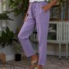 Фиолетовые женские повседневные брюки с эластичной резинкой на талии из хлопка и льна, прямые брюки длиной до щиколотки, женские брюки оверсайз 4XL