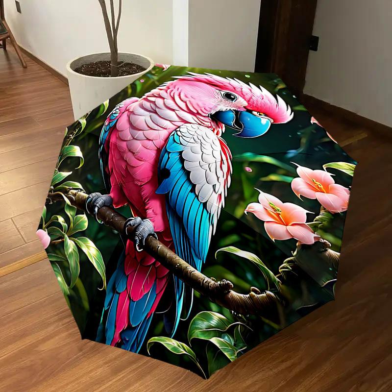 1PC parrot, jungle Automatic Open/Close Umbrella Compact Folding Umbrella with 8-Rib Shaft lightweight esign, Highquality Fabric1187A