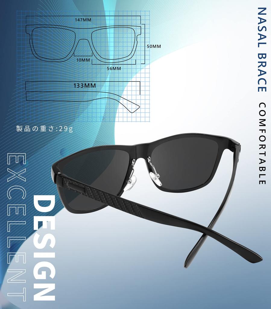 FEISEDY Polarized Sunglasses with Mirrored Lightweight Alloy UV400 Large Sports Sunglasses for and Includes Hard B1038 Men's Frame, Protection,