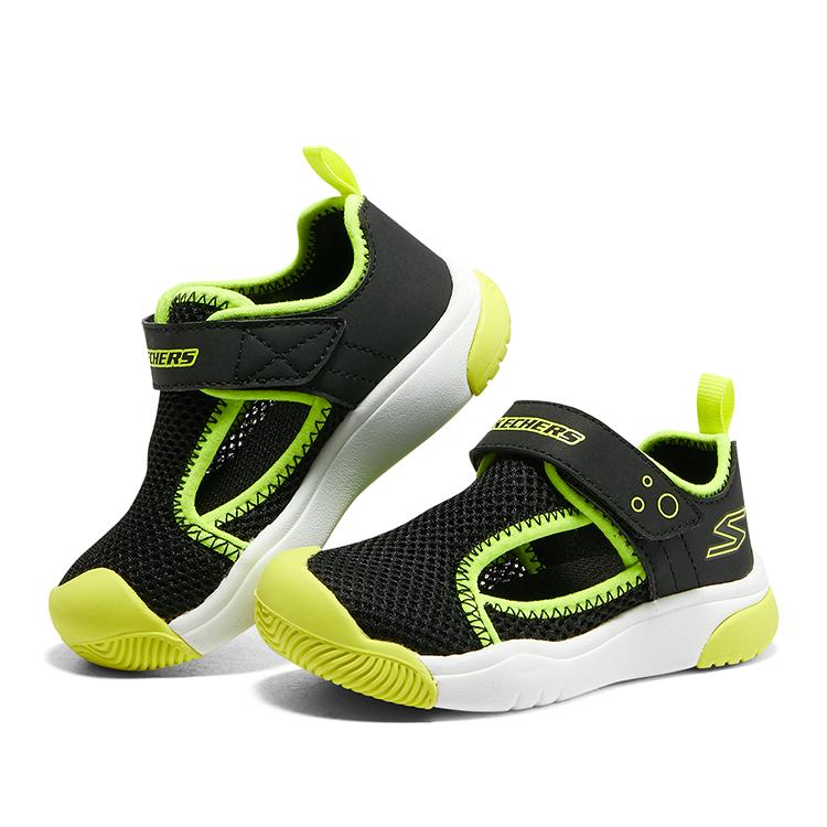 Skechers Легкие Удобные Уличные Повседневные Универсальные Дышащие Детские Сандалии Сандалии для Детей Зеленый Черный 407332N-BKLM