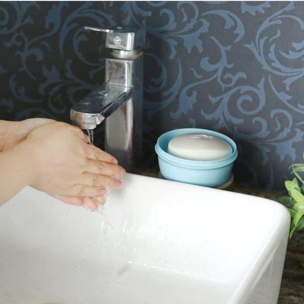 Self Draining Portable Soap Dish Round Travel Soap Container Sink   Travel