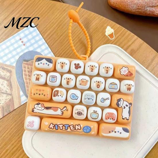 Pocket Size Fidget Device 26-Key Keyboard Toy, Cute Cartoon Clicky Clicker Toy with Tactile for Focus Keychain, Backpack Charm Pendant Stress Relief,