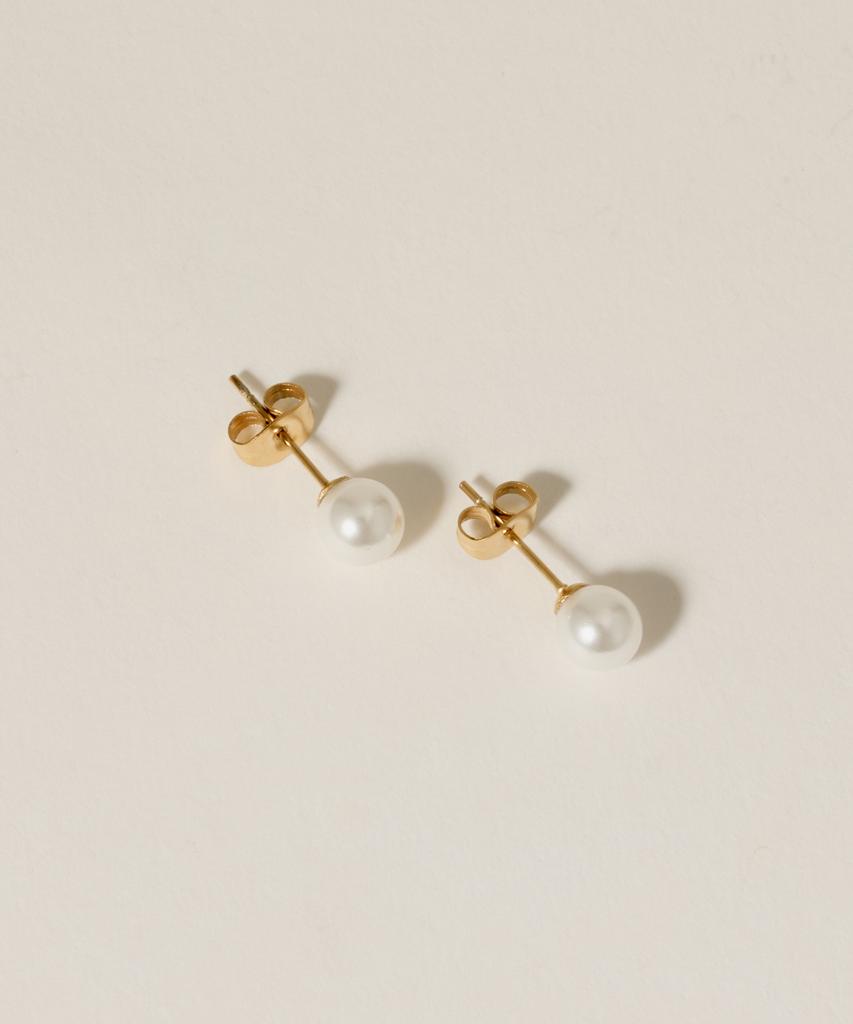 Серьга-пусета Tokyo Pearl для начинающих [Нержавеющая сталь] / Золотой