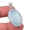 Natural Aqua Chalcedony Gemstone Handmade 925 Sterling Silver Pendant 1.50" y8V14