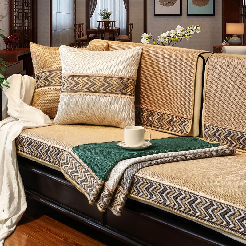 Летний нескользящий высококачественный комбинированный чехол для дивана из цельного дерева, чехол для сиденья из ледяного шелка, полотенце на спинку