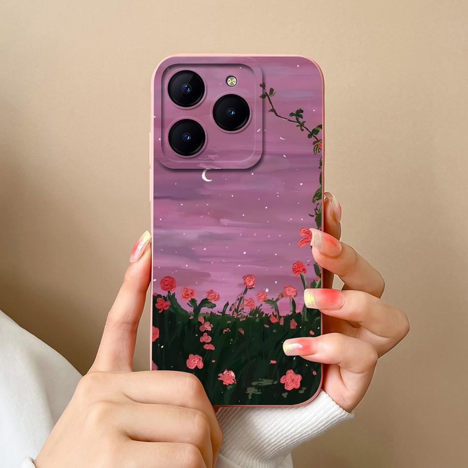 Чехол для Realme C61 C63 Милые Девушки Чехлы для Телефона Для Realme C 61 Защита Камеры Жидкий Силикон Защита от Падений Мягкая Задняя Крышка Capa
