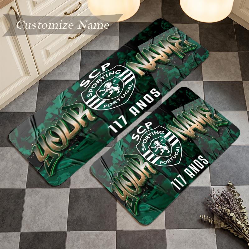 Sporting Clube De Portugal (32) Custom Name Flannel Mat Anti-Slip Kitchen Floor Rug for Home Kitchen Decor Gift