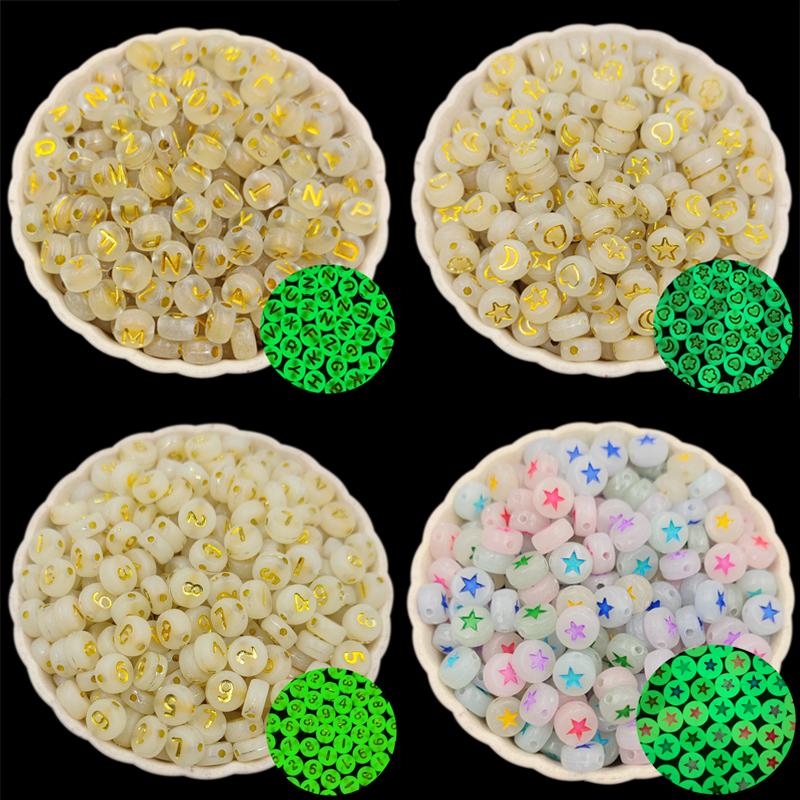 Creative Luminous Letter Number Chidlren Making Accessories Acrylic Loose Beads For Jewelry Making Jewelry DIY Crafts Necklace
