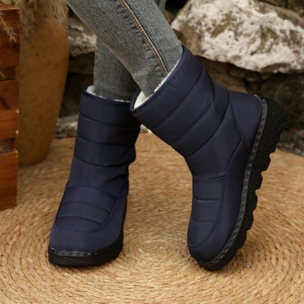 Женские водонепроницаемые зимние сапоги до середины икры на липучке, нескользящая подошва для улицы, утепленные и на подкладке для тепла