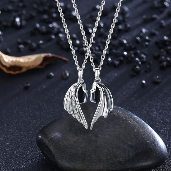 1 пара ожерелья для пар в форме крыла, магнитное соединение, символ любви, демон, ангел, подходящее ожерелье, подарок на день Святого Валентина, ожерелье с подвеской
