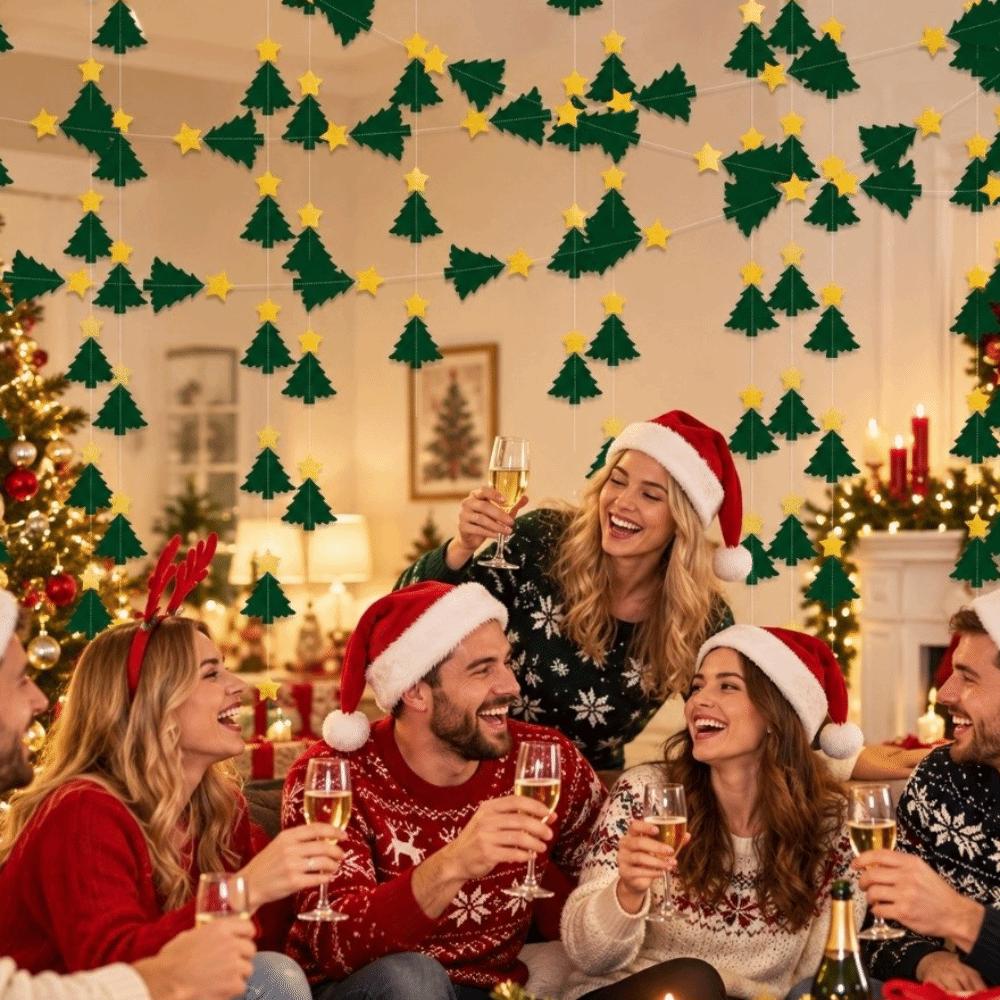Green Christmas Hanging Streamer DIY Hanging Backdrop Decor Christmas Party