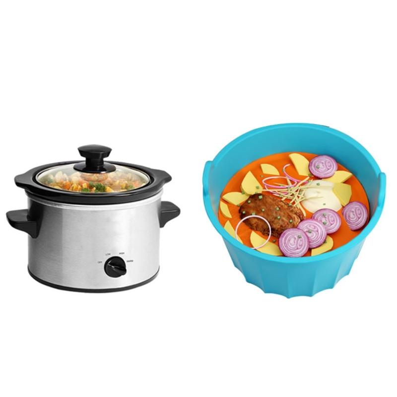 Slow Cookers Liners Dishwasher Safe Cooking Liners Reusable & Leakproof Silicone Insert for 5-6QT Crockpot BPA Free