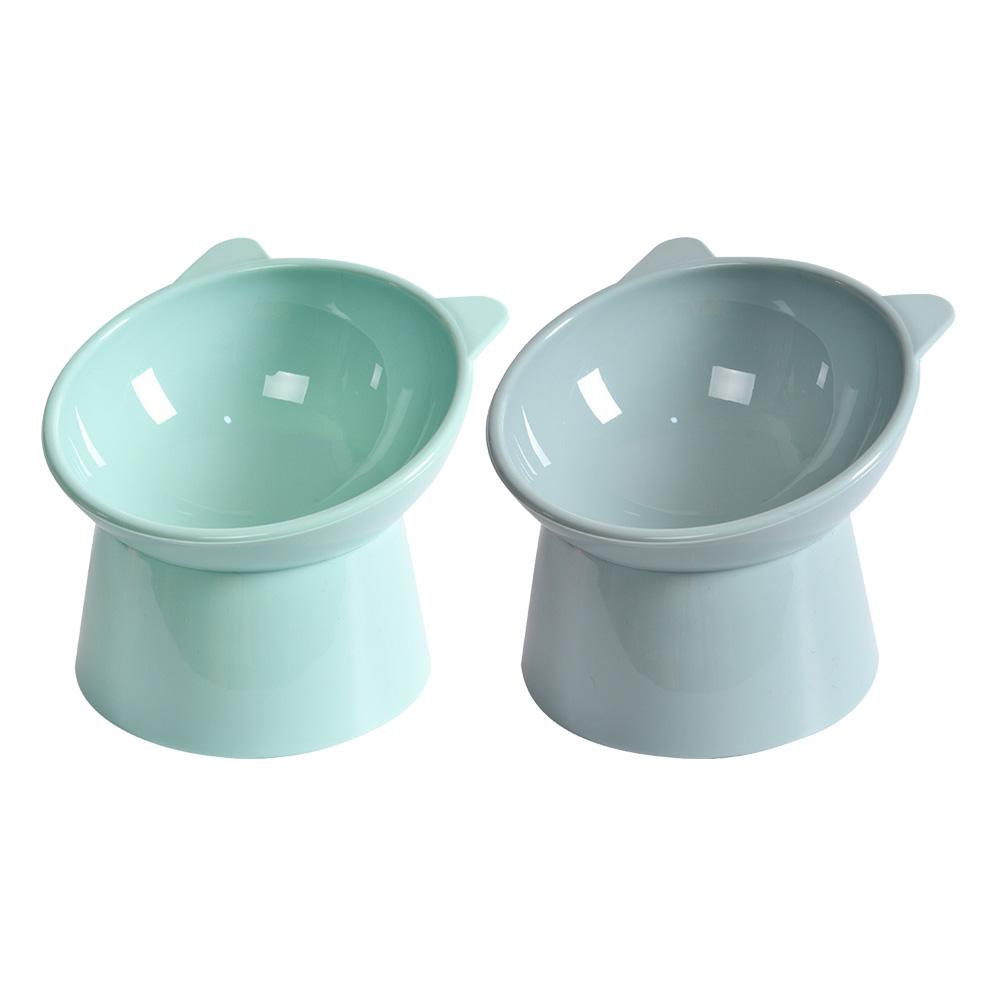 Tilted Cat Food Bowl Elevated Cat Bowl Ergonomic Cat Food Dish Anti Vomiting Plastic Feeding Bowl Non Slip for Flat- Faced Cats