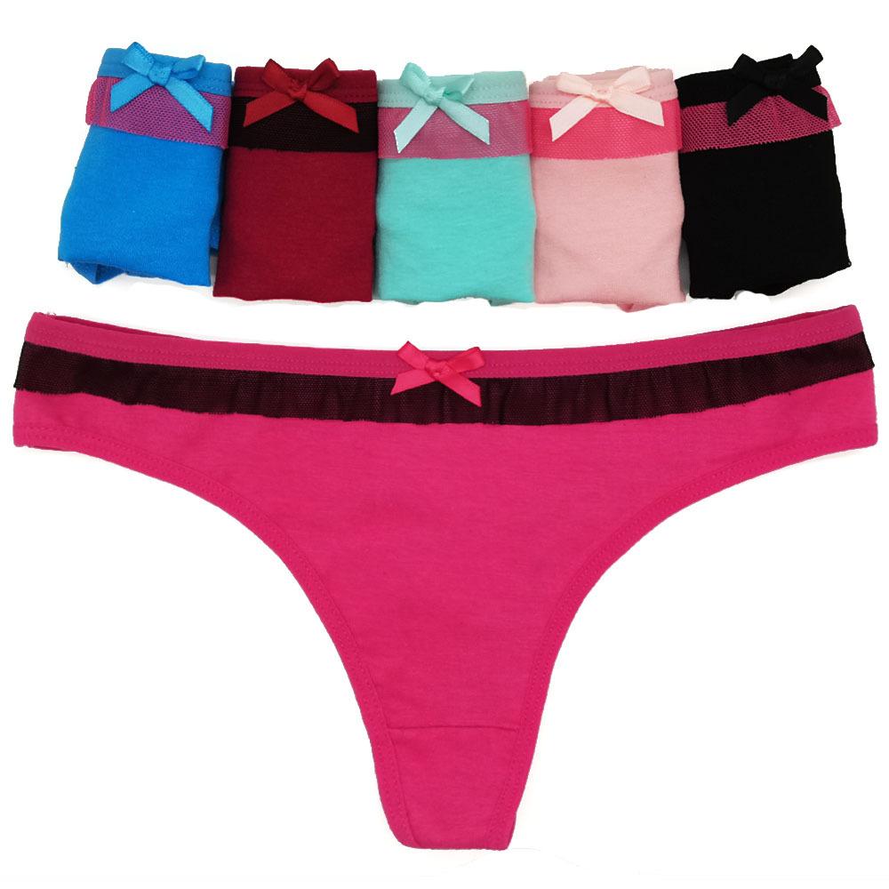 Женские трусики-стринги, женские стринги, сексуальное женское белье, женское хлопковое нижнее белье для женщин, однотонные трусики Tanga Mujer, 6 шт./лот