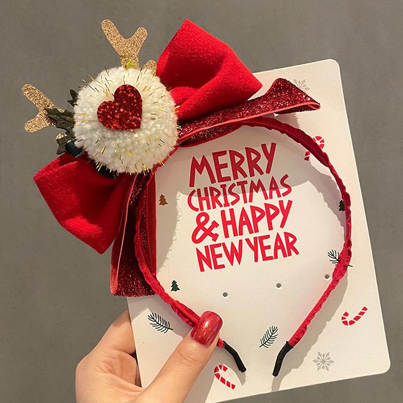 Cartoon Xmas Tree Hair Loop Fluffy Plush Xmas Hair Accessories Cute Children Headwear