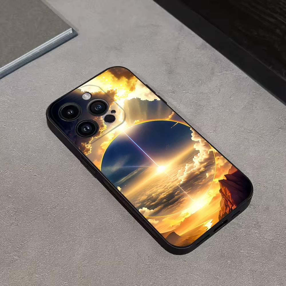 Чехол для телефона "Сатурн и Солнечная система" для iPhone 17,16,15,14,13,12,11 Plus,Pro Max,XS,X,XR,SE,Mini,8,7, Мягкий силиконовый черный чехол