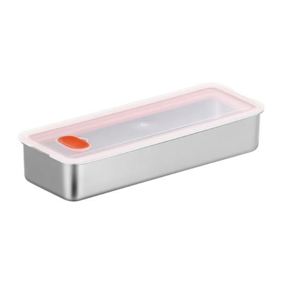 Bacon Container for Refrigerator Stainless Steel Airtight Bacon Storage Containers with Lids Dishwasher Safe Deli Meat Crisper Box Space-Saving