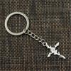 Модный брелок 35x23 мм, крест, ветка цветка, бронзовый, серебряный цвет, подвески, сделай сам, мужские ювелирные изделия, автомобильный брелок, кольцо, держатель, подарок