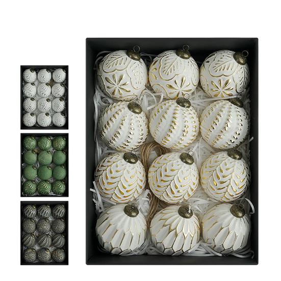 12 Pcs Christmas Ball Ornaments 3.15inch Shatterproof Plastic Balls Rustic Vintage Xmas Tree Hanging Decoration for Wedding Party Holiday Home Decor