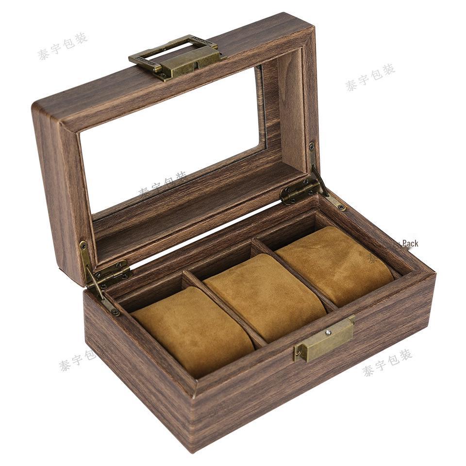 Retro Wood Grain Watch & Eyeglass Storage Box: Available In 3, 6, and 12 Slots