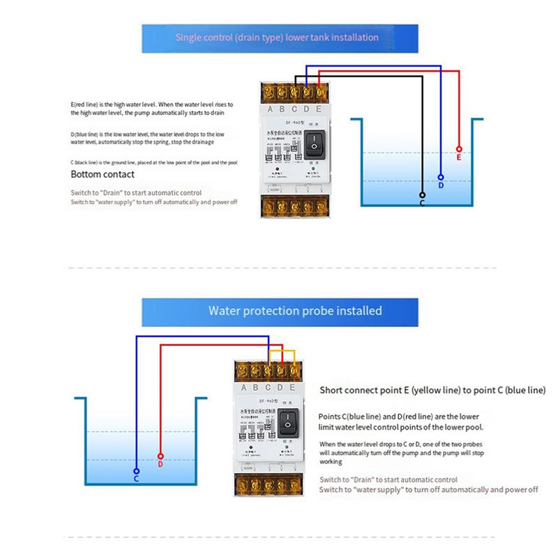 3X Fully Automatic Water Level Controller Switch 25A 220V Water Tank Liquid Level Detection Sensor A-B61B