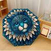 Mandala Cat Printed Umbrella Windproof Folding Umbrella Portable Sun and Rain Umbrella Suitable for Gifting