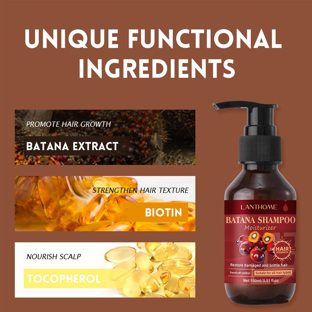 Шампунь Batana 100 мл, увлажняющий, восстанавливающий, укрепляющий и густые волосы