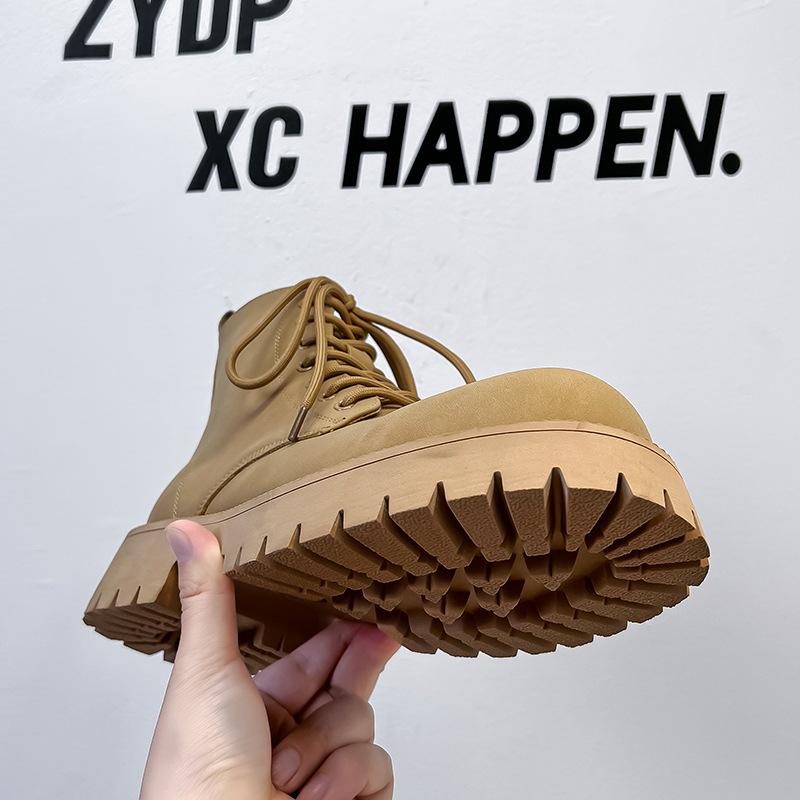 Большие желтые ботинки мужская обувь ботинки Мартина большая голова продвинутый смысл нишевые желтые короткие ботинки американские рабочие ботинки 8266-A