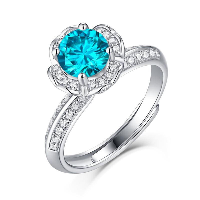 Bague Ringen S925 Серебряный набор 1 карат из муассанита в цветочном стиле, женская мода, подарок, кольцо для жизни, ювелирные изделия