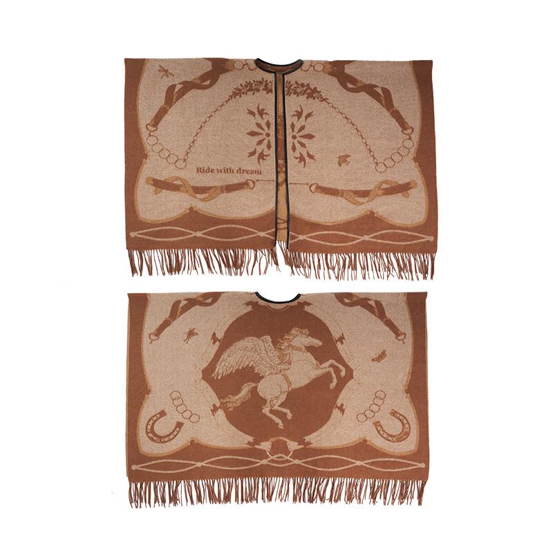 Luxury Pegasus Jacquard Wool Shawl & Cloak