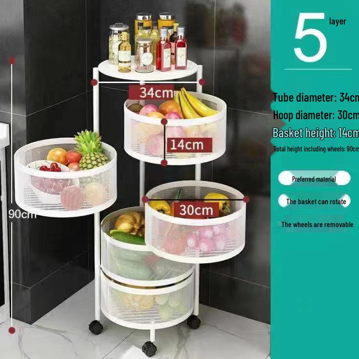 Rotating Multi-Layer Kitchen Storage Rack with Square Frame
