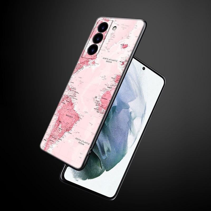 Чехол для телефона с картой мира для Samsung Galaxy S22 Pro S21 S20 Ultra FE S10 Lite 5G S10E S9 S8 Plus, мягкий черный чехол из ТПУ