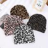Леопардовый вязаный зимний теплый женский пуловер-шапка
