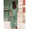 Women's Casual Sets Summer Cotton and Linen Short-sleeved Lapel Shirt Straight Trousers Two-piece Set