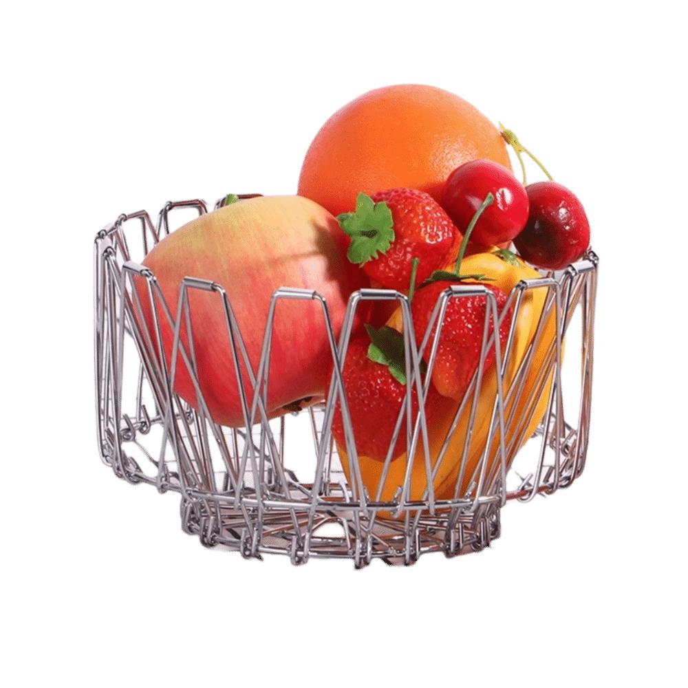 Nordic-style Hollow Structure Foldable Fruit Basket Scalable Modern Candy Dessert Rack Simple Storage Basket Kitchen Organizer