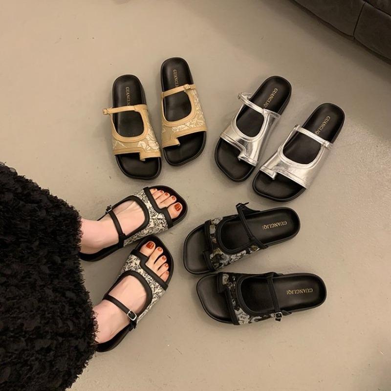 Low Shoes PU Rome Fabric Rubber Hoof Heels Shoes Low Rome Hoof Heels PU Fabric