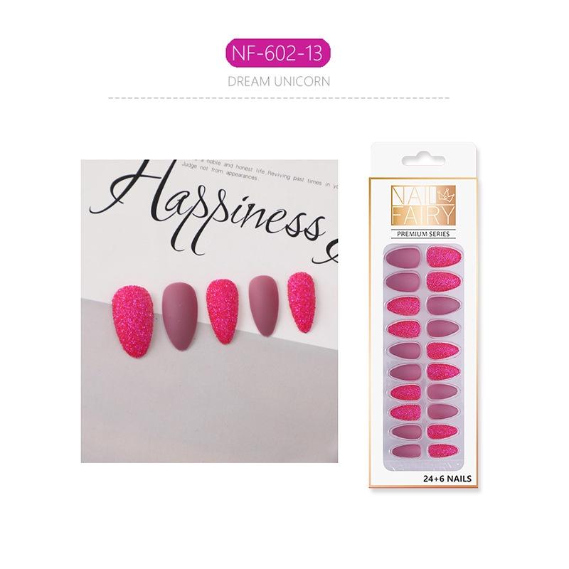 Fake Nails Matte Frosted Full Set Coffin Nails Girl Ballet False Nails Finished Nail Art Glitter Shiny Blingbling Press On Square Pointed Full Cover