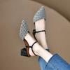 Сандалии в стиле французской феи для женщин, острый носок, летние новинки 2024 года на высоком каблуке, повседневный носок, пустые сандалии для женщин