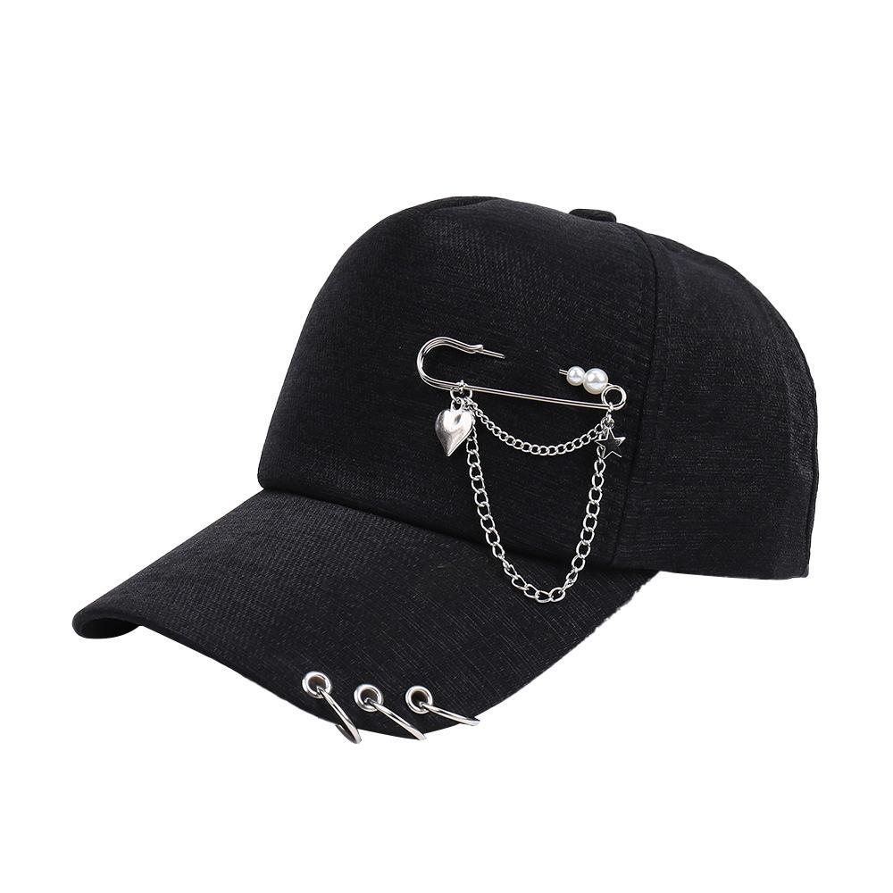 New European and American hip-hop style metal chain baseball cap, male and female couples street trendy brand personalized sunshade cap