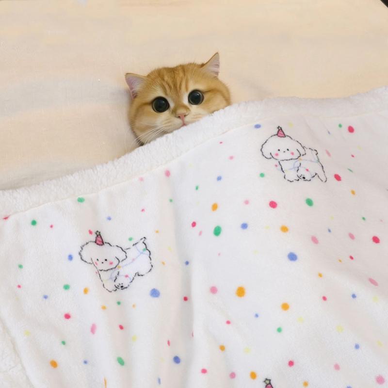 Двусторонний флисовый плед для питомцев, теплый толстый коврик для собак и кошек, уютная подстилка для сна, двустороннее покрывало для питомцев, мягкая подушка для будки