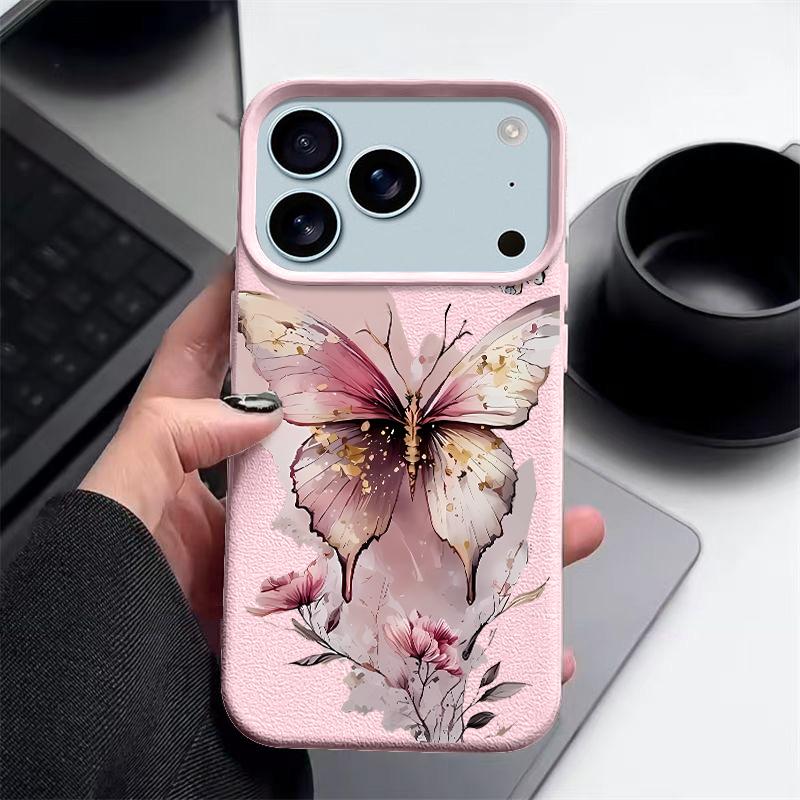Креативный чехол для телефона с принтом бабочки для iPhone 17 Pro 17 16 15 14 13 12 Pro Max 11 Air 16e Текстура кожи ТПУ Противоударный чехол