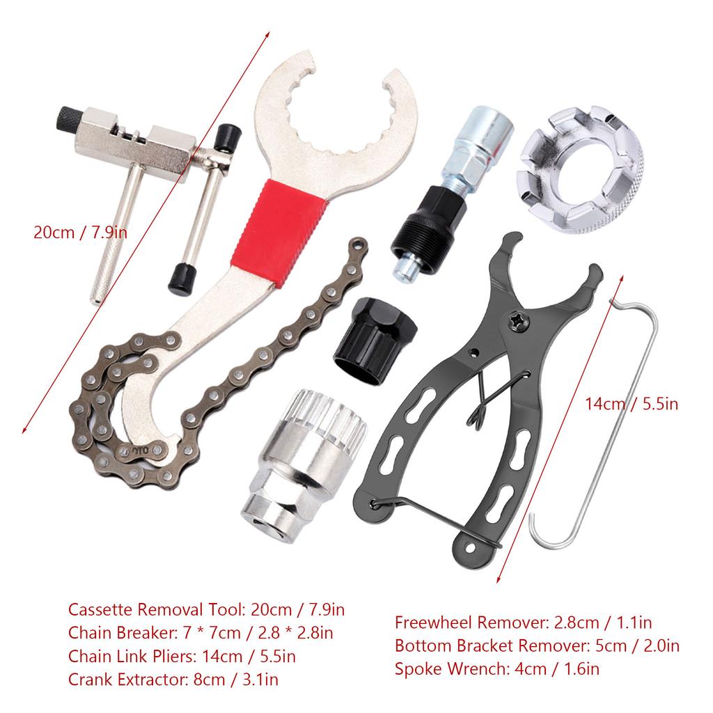 Bike Repair Tool Set Cassette Remover Tool Crank Puller Extractor Bike Chain Breaker Repair Tool
