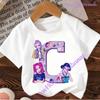 Kpop Охотники на демонов Футболка с буквами от A до Z Kawaii Rumy Топы на день рождения Одежда для вечеринок Женская футболка Летняя с коротким рукавом Хлопок Детская одежда