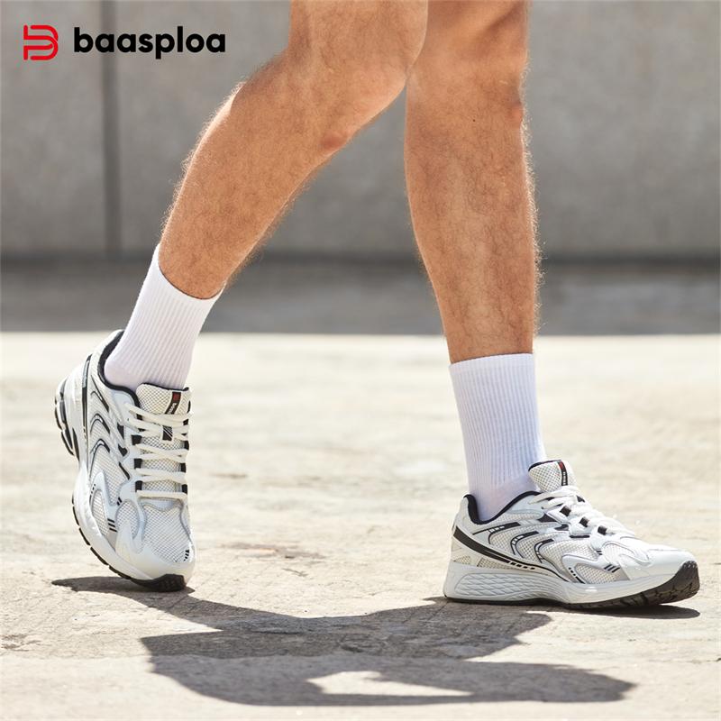 Bassploa Men Running Shoes Mesh Surface Breathable Non-Slip Lightweight Basketball Shoes for Men Outdoor Leisure Sports Men Shoes